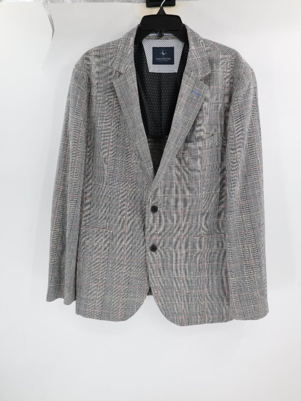 Tailorbyrd Sport Coat Mens 44R Single Breasted Two Button Plaid Linen Cotton